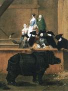 Pietro Longhi exhibition of a rhinoceros at venice painting